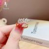 Glittering Zircon Gold Color Leaf Rings For Woman In 2026 Goth Girl's Fashion Jewelry Korean Party Luxury Finger Set Accessories