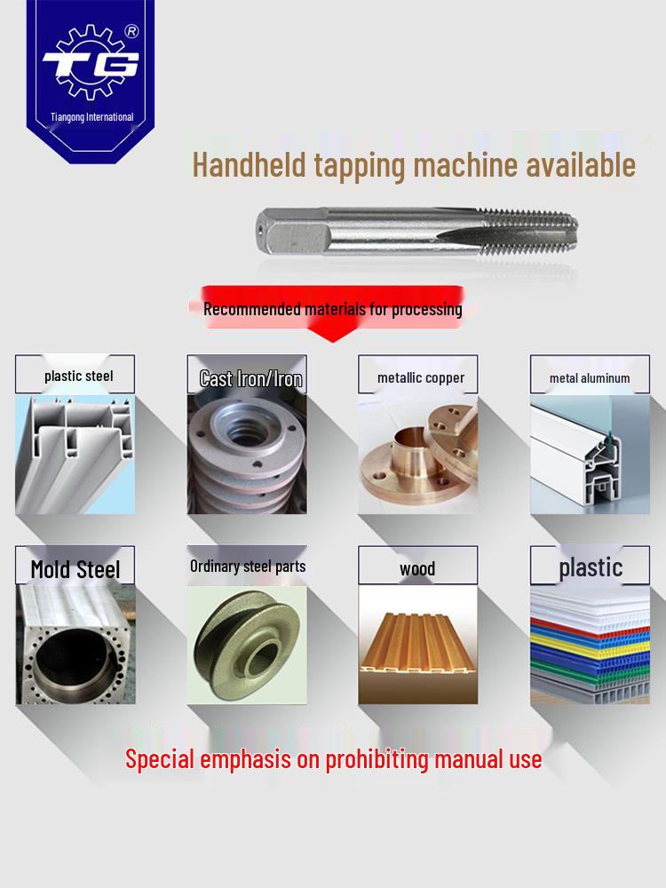 Tiantong Imperial Round Pipe Thread Tap: 4-point G1/4, RC1/8, Straight Flute Machine Tap.