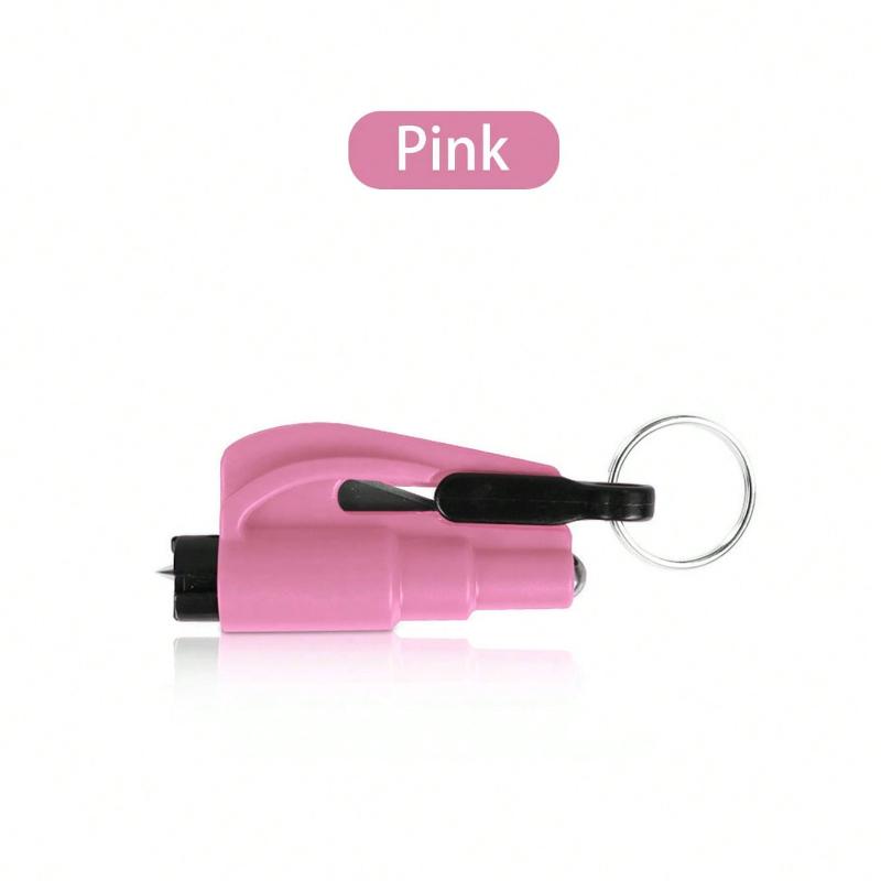 1pc Multifunction Mini Hammer with Spring Window Breaker and Keychain for Car, Cut Seat Belt, Portable