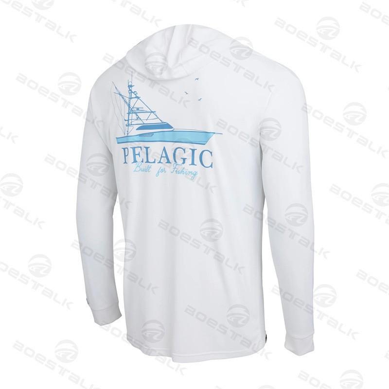 Abbigliamento Pesca Solare Popolare Pelagico Traspirante Asciugatura Rapida Sensazione di Ghiaccio Maglietta con Cappuccio a Maniche Lunghe da Uomo per il Mare