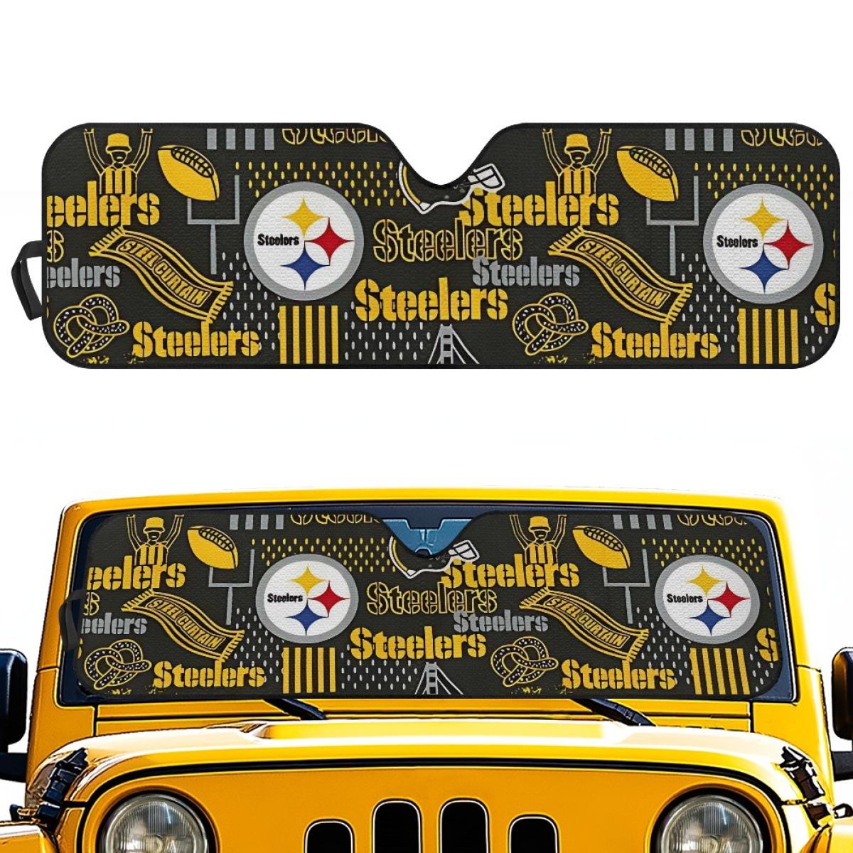 Pittsburgh Steelers Off-Road Vehicle Sunshade: Custom Aluminum Foil Heat Protection Board