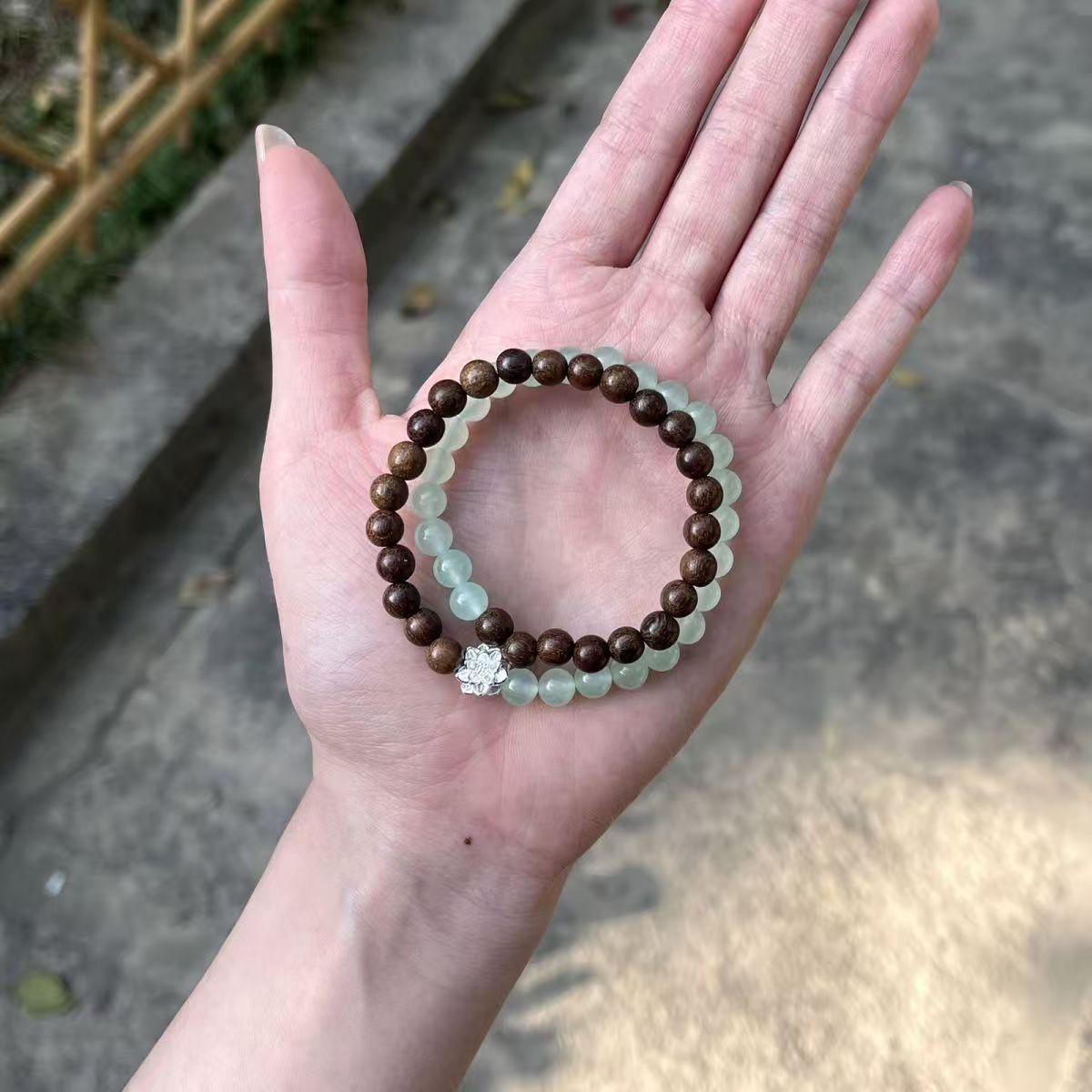 New Double-Layer Four-Leaf Clover Beaded Bracelet & Gradient Ring Couple Set