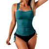 European Style Strapless Slimming High-Waisted Bikini with Wide Shoulder Straps - Women's Solid Color Swimwear 2026