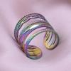 Trendy Irregular Rainbow Color Open Ring Metal Stainless Steel Rings For Women Men Accessories Hollow Finger Jewelry Anniversary