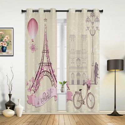 Tende retrò con mongolfiera e torre di Parigi, per camera da letto, soggiorno, cucina, bambini, tende per finestre, decorazioni per la casa