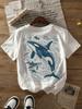 Deep Sea Orca Killer Whale Graphic T-Shirt Women Summer Fashion Short Sleeve Tee Retro Streetwear Ladies Marine Aesthetic Top