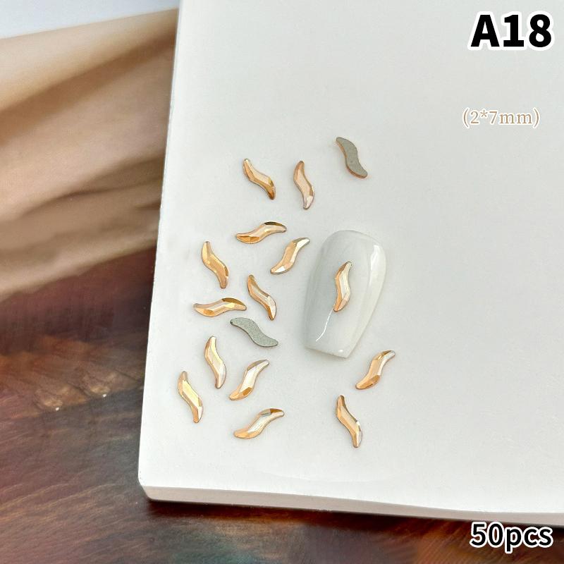 50Pcs Champagne Nail Art Rhinestone 1-6Mm Flatback Glass Crystal Gems Hotfix Nail Diamond Mixed Sizes Nail Charms