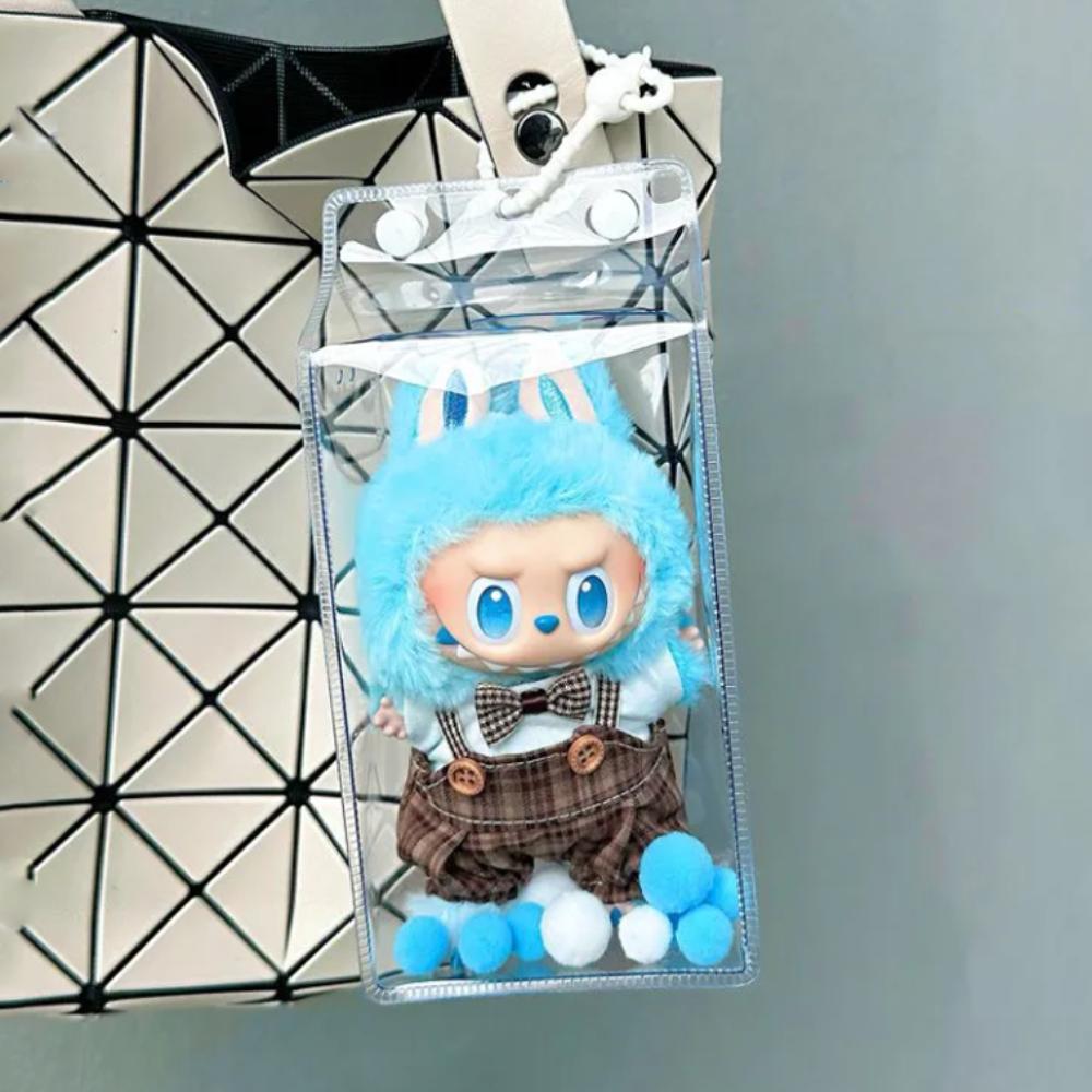 

ПВХ 17см Сумка для ляльки Лабубу Молочний пакет Сумка для зберігання ляльки Лабубу Лялька Skullpanda/crybaby 14cm