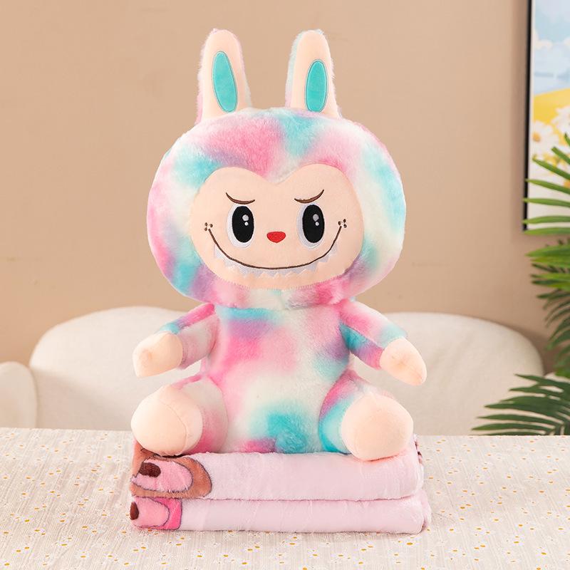 

Плюшева іграшка та плед 2-в-1 тай-дай: Мила сидяча поза Подушка для сну 40cm (0.6kg) зелений/рожевий