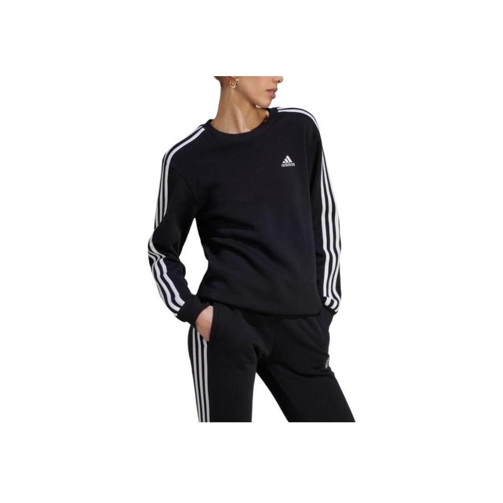 adidas Essentials 3-Stripes Fleece Sweatshirt Black Women's HZ5744