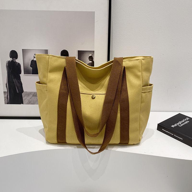 

1pcs Large Capacity Canvas Tote Bag Casual Shoulder Handbag for Outdoor Travel Daily Commute & Shopping хакі