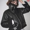 The Pink Rotten High Neck Buckle Fur Mustang Jacket