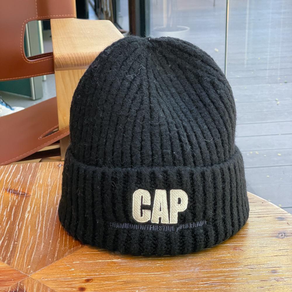 Autumn and Winter New Style Knitted Woolen Hat for Women Alphabet Versatile Couple Pullover Hat  Hip Hop Trendy Warm and Cold Hat for Men