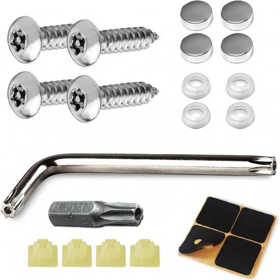 WZP 4 Set Anti Theft License Plate Screws Kit, Rustproof Stainless Steel Tamper Proof License Screw, M6 (1/4") Car Tag Plate Mounting Hardware,