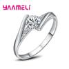 Anel Feminino Redondo com Pedra Zircônia Vintage Cor Prata 925 Joias de Casamento Promessa Cristal Noivado Bague para Mulheres
