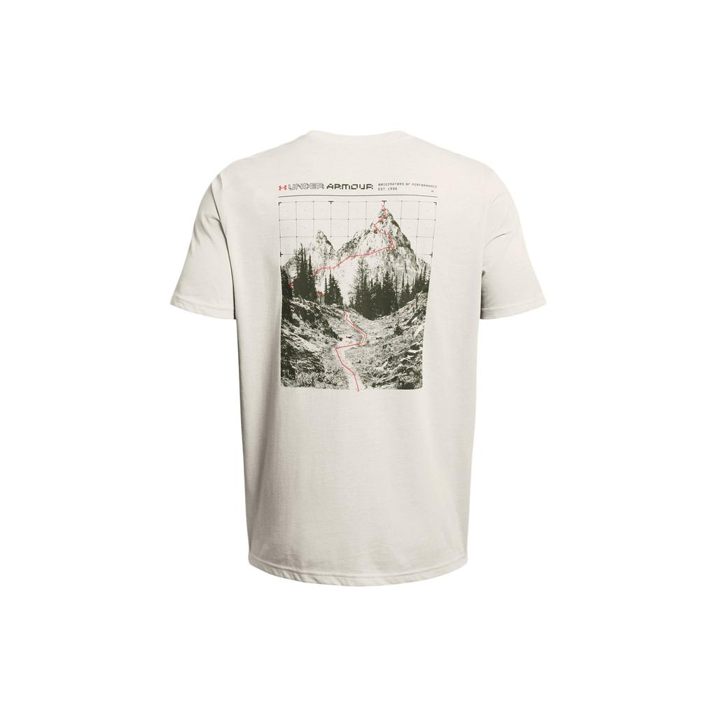 Under Armour UA Dosažení vrcholu Volný střih Kulatý výstřih Tričko s potiskem písmen Krátký rukáv Pánská trička Off-White 1382906-110