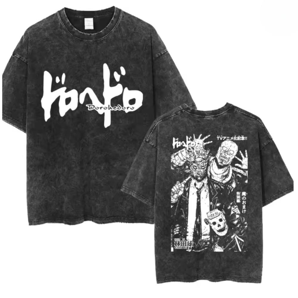 Anime Dorohedoro KaiUnisex Washed T Shirts Unisexs Tshirt Cotton Oversized T Shirt Streetwear Unisexs Clothing S