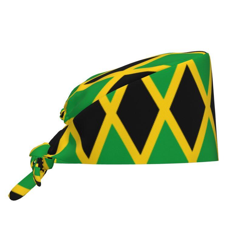 

Jamaica National Flag Working Cap with Sweatband for Women Men Adjustable Tie Back Hat Breathable Headgear Nurse Surgical Caps
