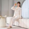 Mao Ma Sha Damen Pyjama-Set, Langarm, Lange Hose, Strickjacke, Große Größen, Revers-Design, Für Zuhause oder Draußen, Frühling/Herbst.