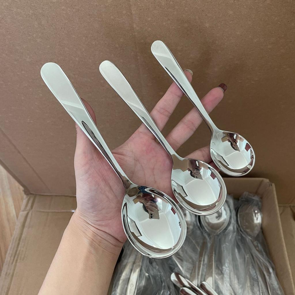 Quality Stainless Steel Round Spoon Large Size Dining Spoon Stirring Dessert Spoons Soup Spoons Rice Spoons Kitchen Tools