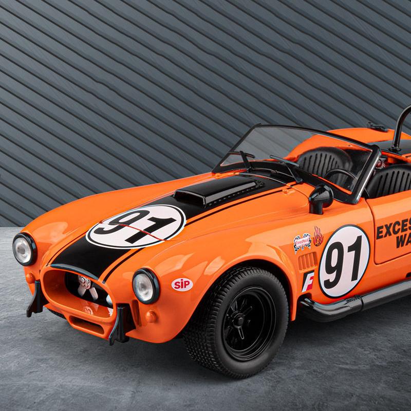 1:22 Shelby Cobra 427 S/C Alloy Sports Car Model Diecast Metal Toy Classic Retro Racing Car Vehicles Model Sound Light Kids Gift
