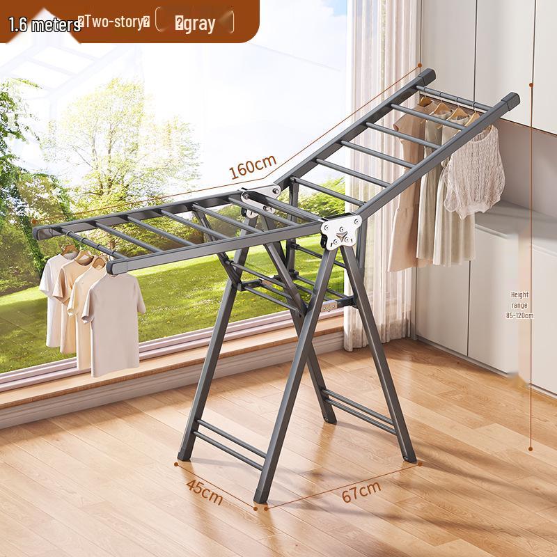 Adjustable Foldable Clothes Drying Rack for Indoor/Outdoor Use - Ideal for Bedroom, Balcony, and Baby Items.