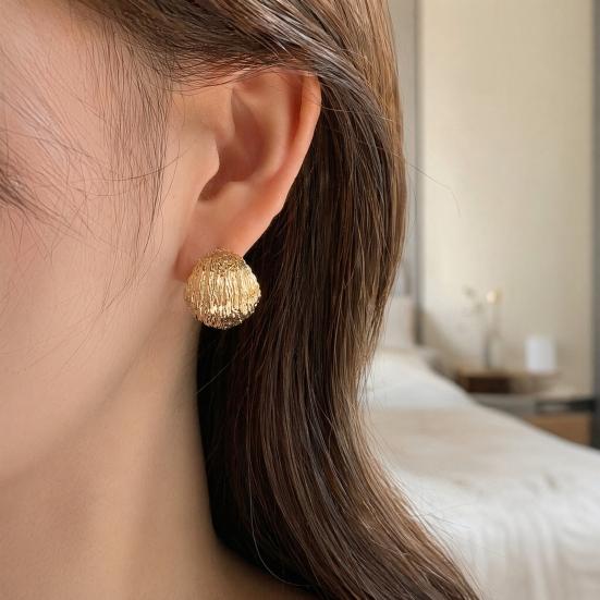 1 Pair Chunky Earrings for Women, Gold/Silver Large Statement Earrings, Minimalist Textured Jewelry Gifts
