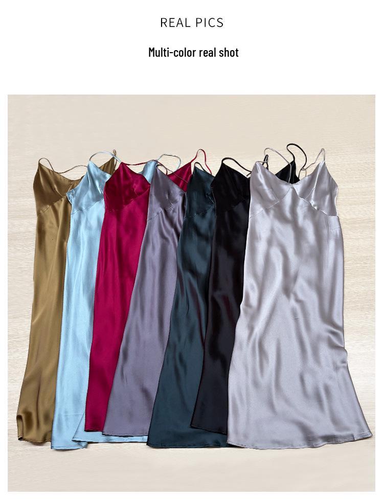 Luxurious 19 Momme Mulberry Silk Slim-Fit Nightgown - Sexy Mid-Length Summer Design for Women