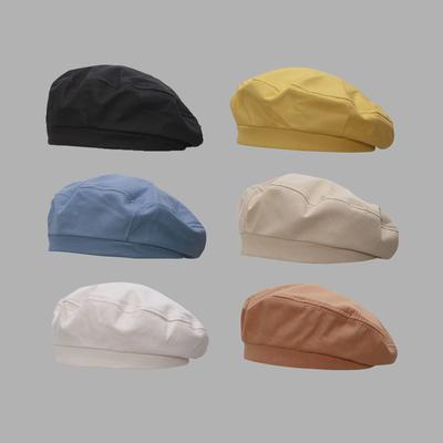Cotton Retro Beret Girls Solid Color Versatile Cute Painter Hat Japanese Bud Hat