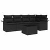 Set Divano da Giardino con Cuscini 6 pz Polyrattan Nero