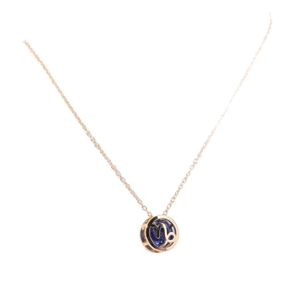 Twelve Zodiac Constellation Necklace - Double-sided Pendant Necklace with Zirconium Drop Pendant and Hollow Chain Around The Collarbone.