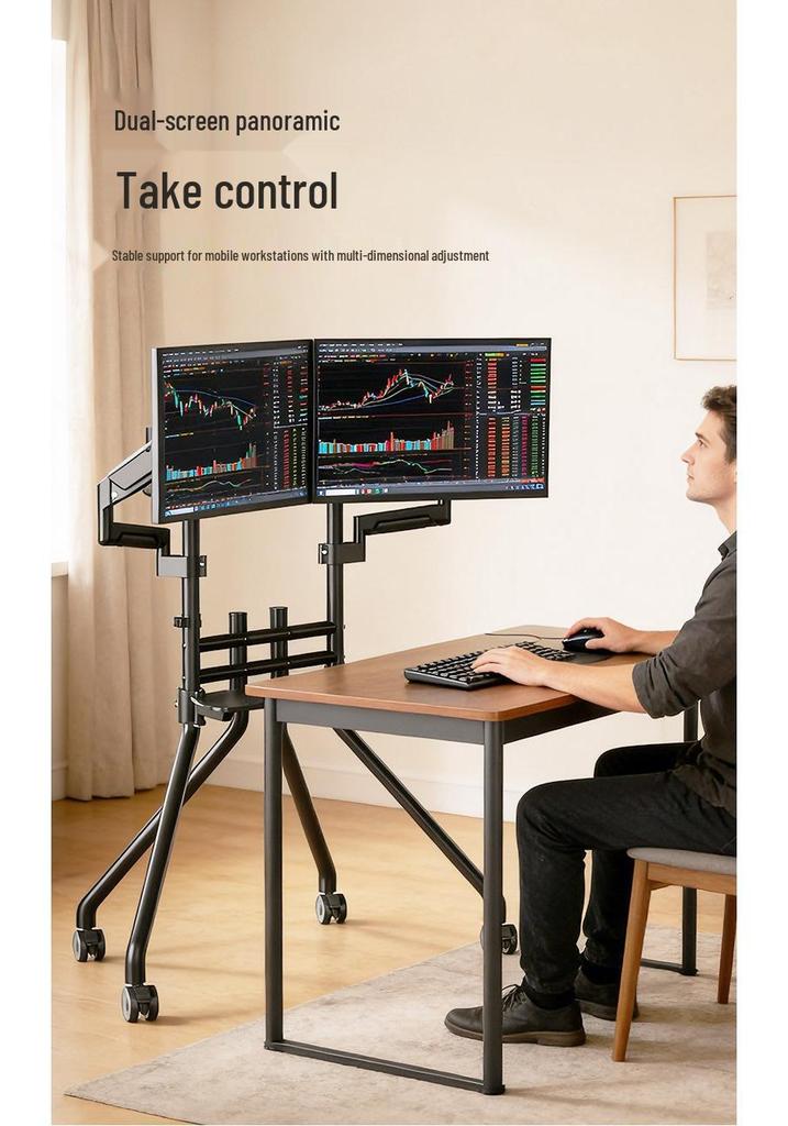 Jianleji Mobile Multi-Screen Stand for 1-4 Monitors, Office VESA Compatible