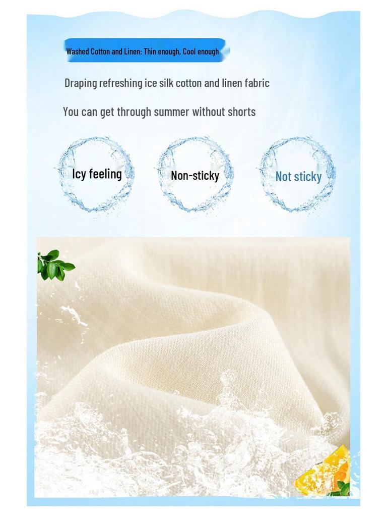 2026 Summer Women's High Waist Ice Silk Cotton Linen Wide-Leg Pants - Yamamoto Style Sun Protection
