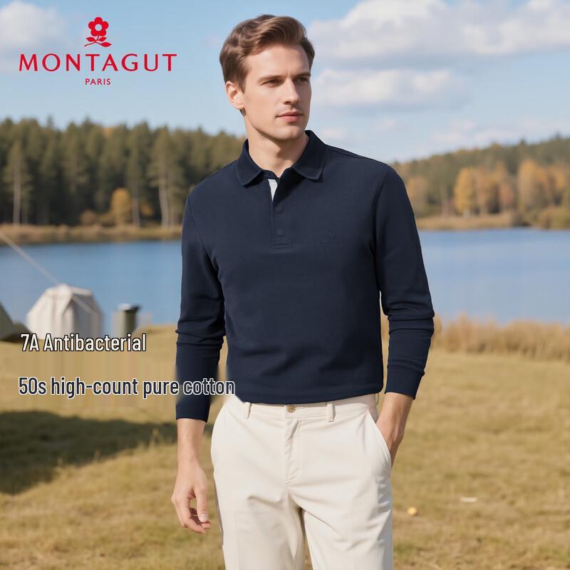 MONTAGUT Men's Long Sleeve Polo Shirt