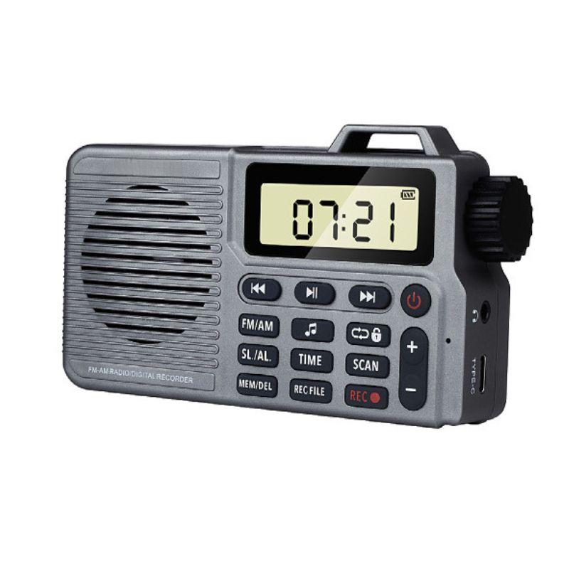 

Портативное AM/FM-радио, маленькое карманное радио с Bluetooth, басовый динамик, поддержка карт Micro SD и записи, длительное время работы от батареи серый