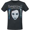 Evanescence Grunge Logo Tee, Gothic Rock T-Shirt with Faded Crescent & Repeated Text Print, Band Fan Merch