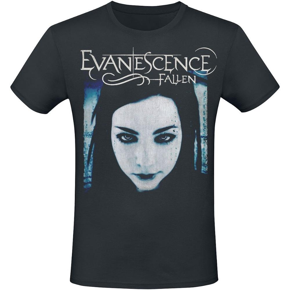 Evanescence Grunge Logo Tee, Gothic Rock T-Shirt with Faded Crescent & Repeated Text Print, Band Fan Merch