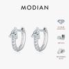 MODIAN D Moissanite Ear Buckle 925 Sliver Sparkling Lab Diamond Water Drop Hoop Earrings For Women Fine Jewelry