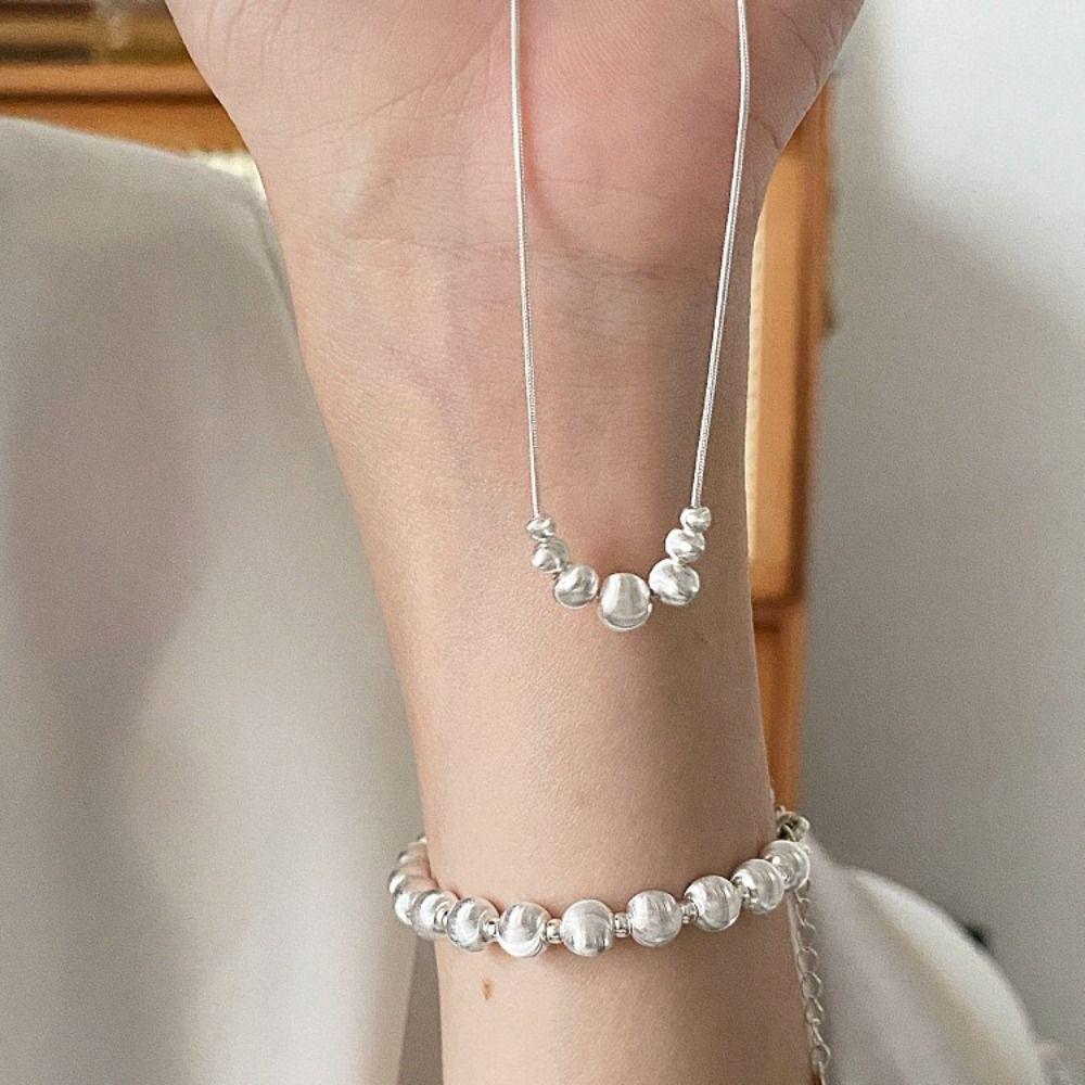 Frosted Pendant Necklace Minimalist Clavicle Chain Fashion Cat Eye Necklace  For Women