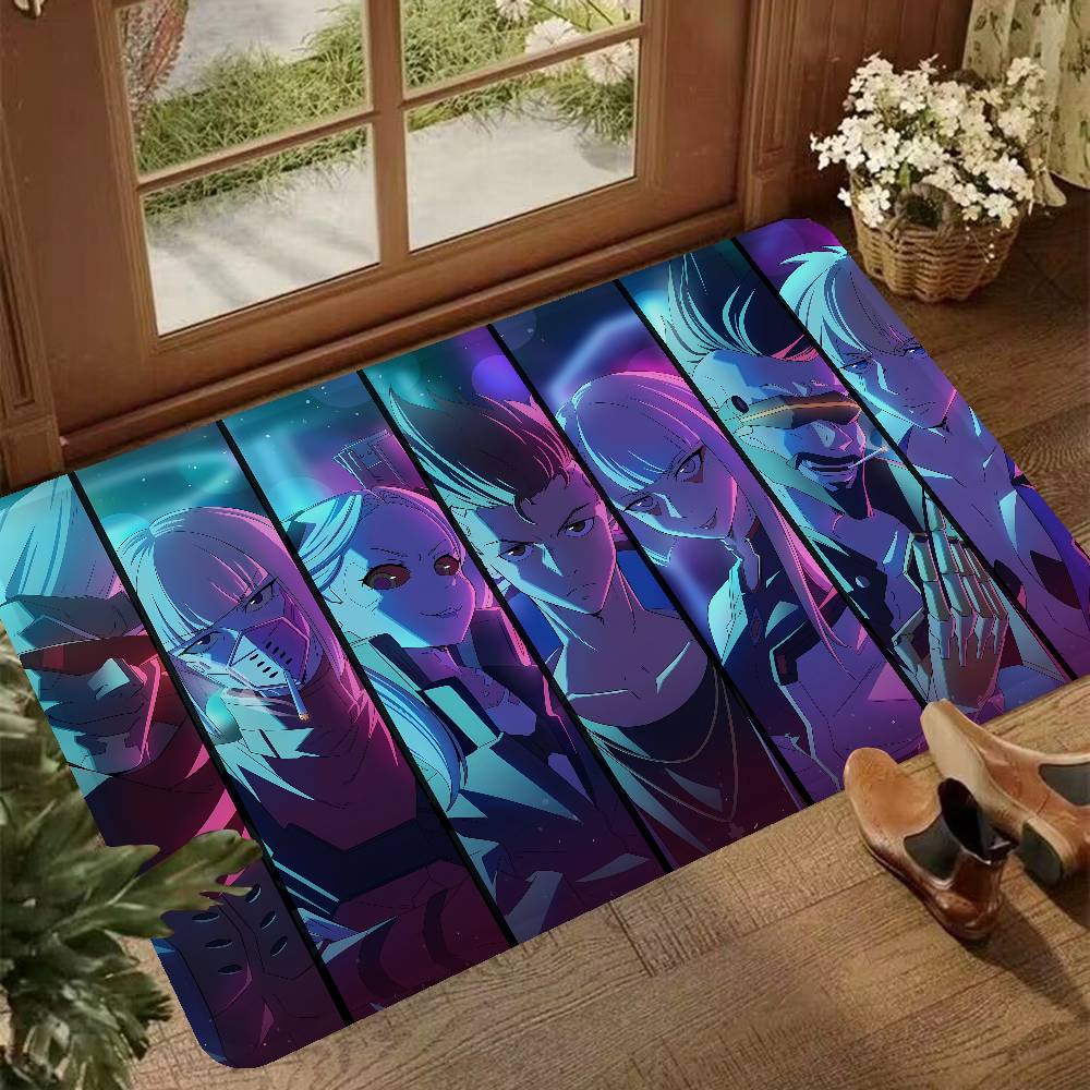 Cyberpunk Edgerunners Anime Hallway Carpet Washable Non-Slip Living Room Sofa Chairs Area Mat Kitchen Doormat Area Rug