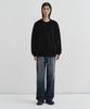 DRAW FIT Round Brushed Hairy Pullover Knit [Black]
