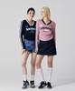AWESOME STUDIO Blockcore V-Neck Shirred T-Shirt Navy