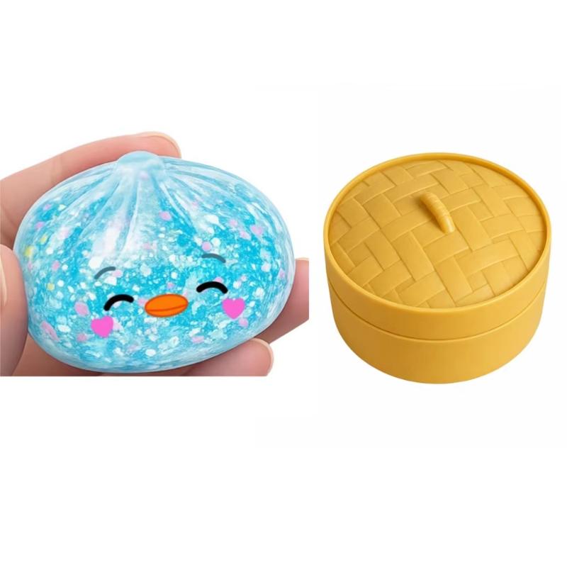 Non-Toxic Glitter Simulated Steamed Bun Toy Slow Rebound Soft Stress Relief Sensory Toy for Kids Daily Play