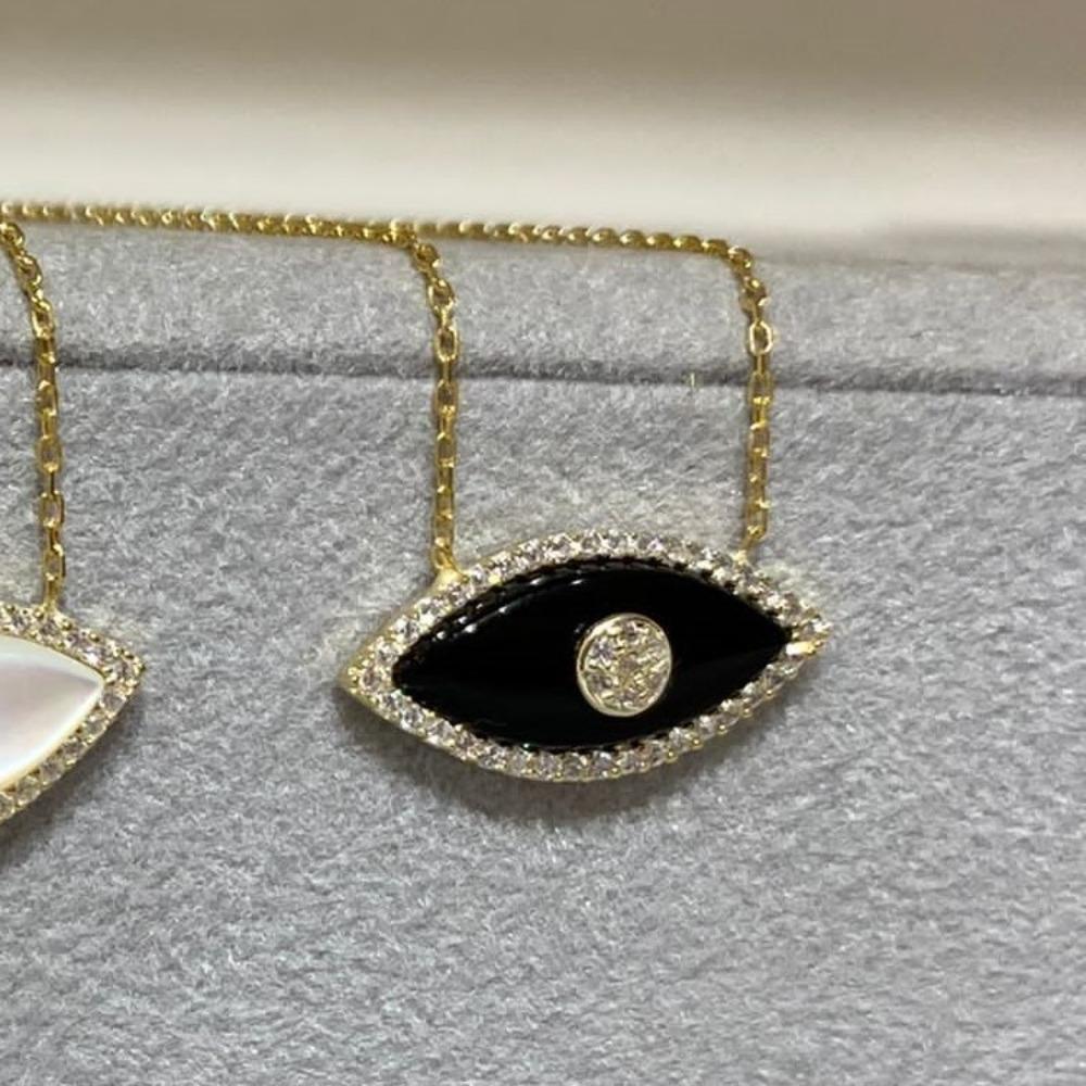 Electroplated Devil's Eye Necklace 18K True Gold Opal Zircon Necklace  Jewelry Gift