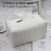 Tissue Box Cover Refined PU Leather Foldable Tissue Box Holder - Decorative Holder/Organizer for Bathroom Vanity Countertop