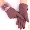 Warm Gloves Autumn and Winter Women's Fleece Bow Driving Outdoor Riding Fleece Cold-proof Winter Gloves