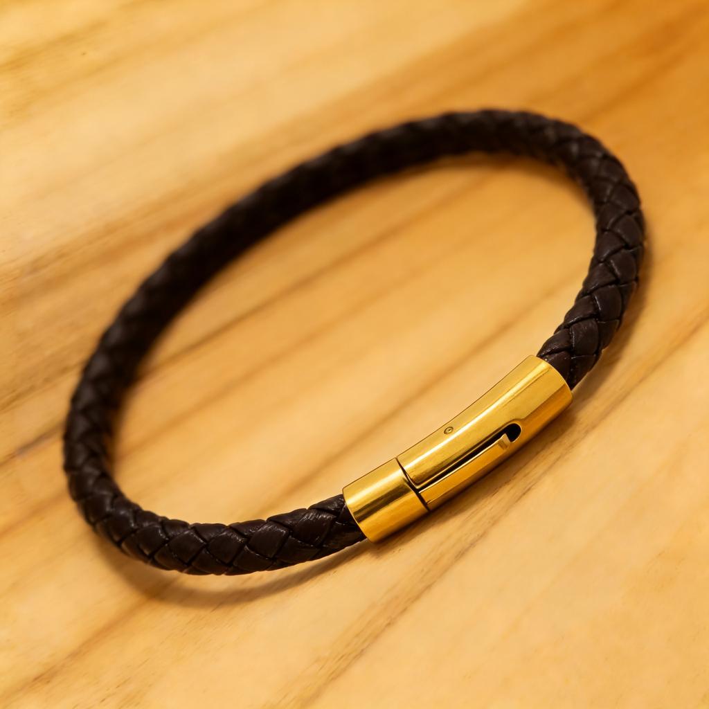 2026 European and American Fashion Titanium Steel Woven Bracelet Leather Rope, Men's Bracelet Jewelry Woven Bracelet