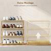 Four-Tier Folding Bamboo Shoe Rack - Natural Finish