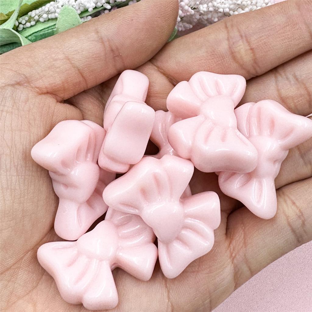 High Quality Bowknot 22.5*28mm For Bracelet Earring Making Acrylic Jewelry Heart Loose Beads DIY Jewelry Accessories 7pcs Solid Color