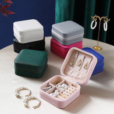 Bouton de stockage fermeture éclair bijoutiers organisateur conteneur boîte bijoux organisateur affichage voyage bijoux boîte boîtes Portable boîte à bijoux